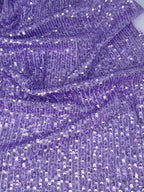 Tul bordado Lentejuelas En Líneas Color Lila Claro A913 — Palacio Glamour