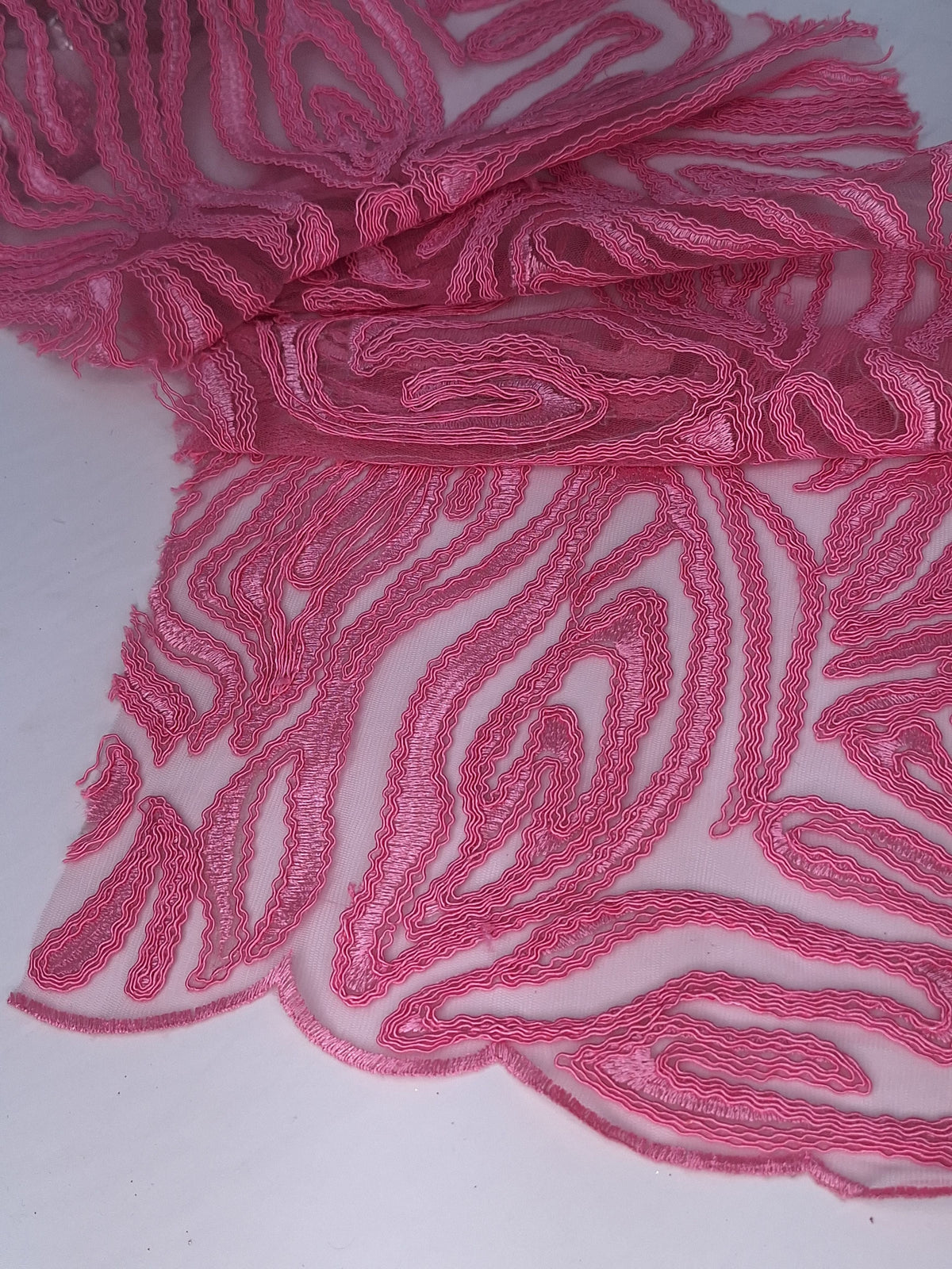 Tul bordado color rosa A154 para vestidos de noche de boda y de XV años — Palacio Glamour