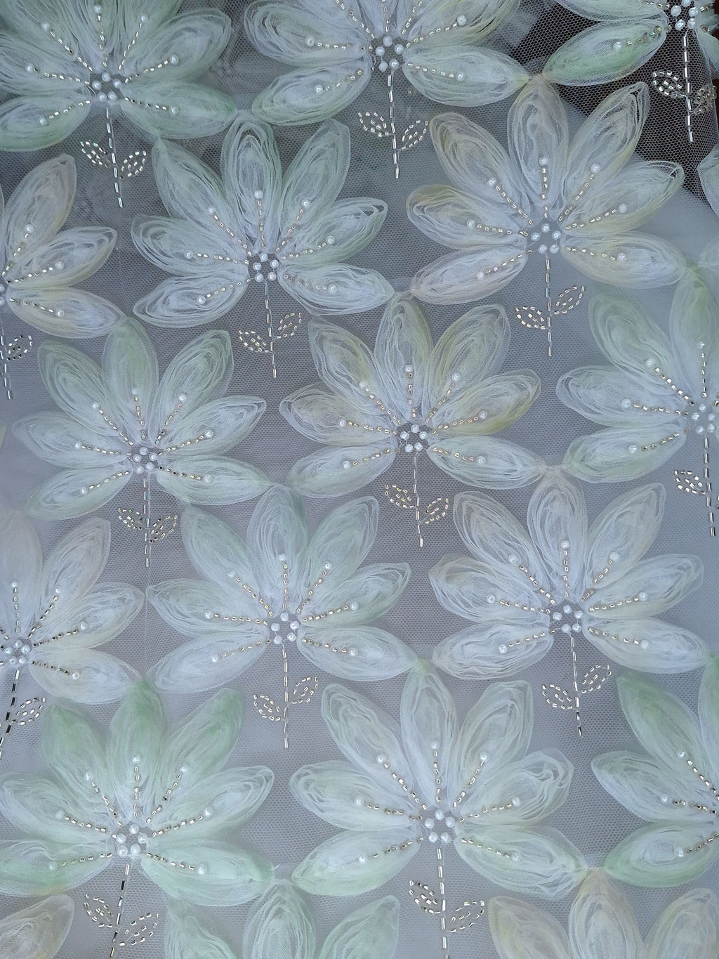 Tul bordado color verde H028 — Palacio Glamour