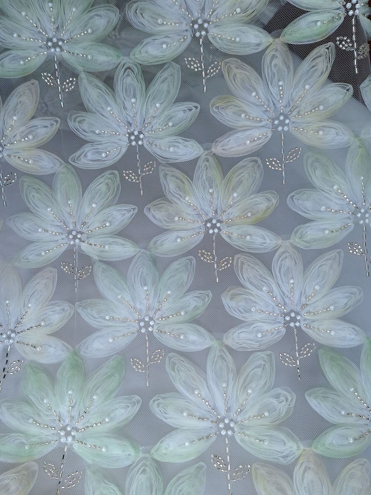 Tul bordado color verde H028 — Palacio Glamour