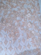 Tul bordado color rosa A862 — Palacio Glamour