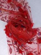 Tul bordado color rojo H142 — Palacio Glamour