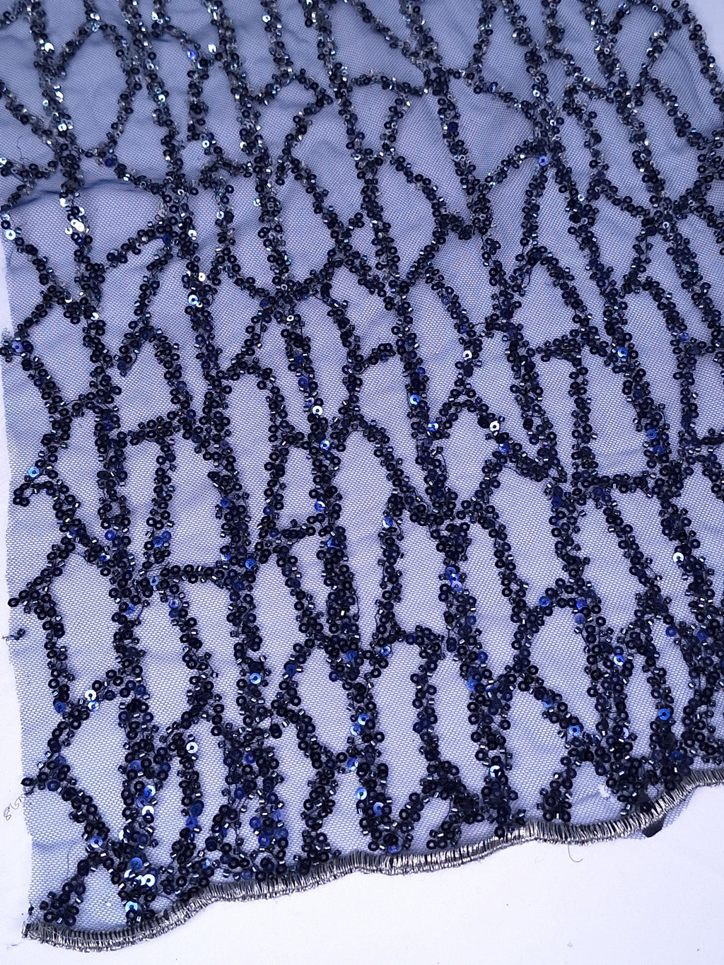 Tul bordado color azul marino A942 — Palacio Glamour