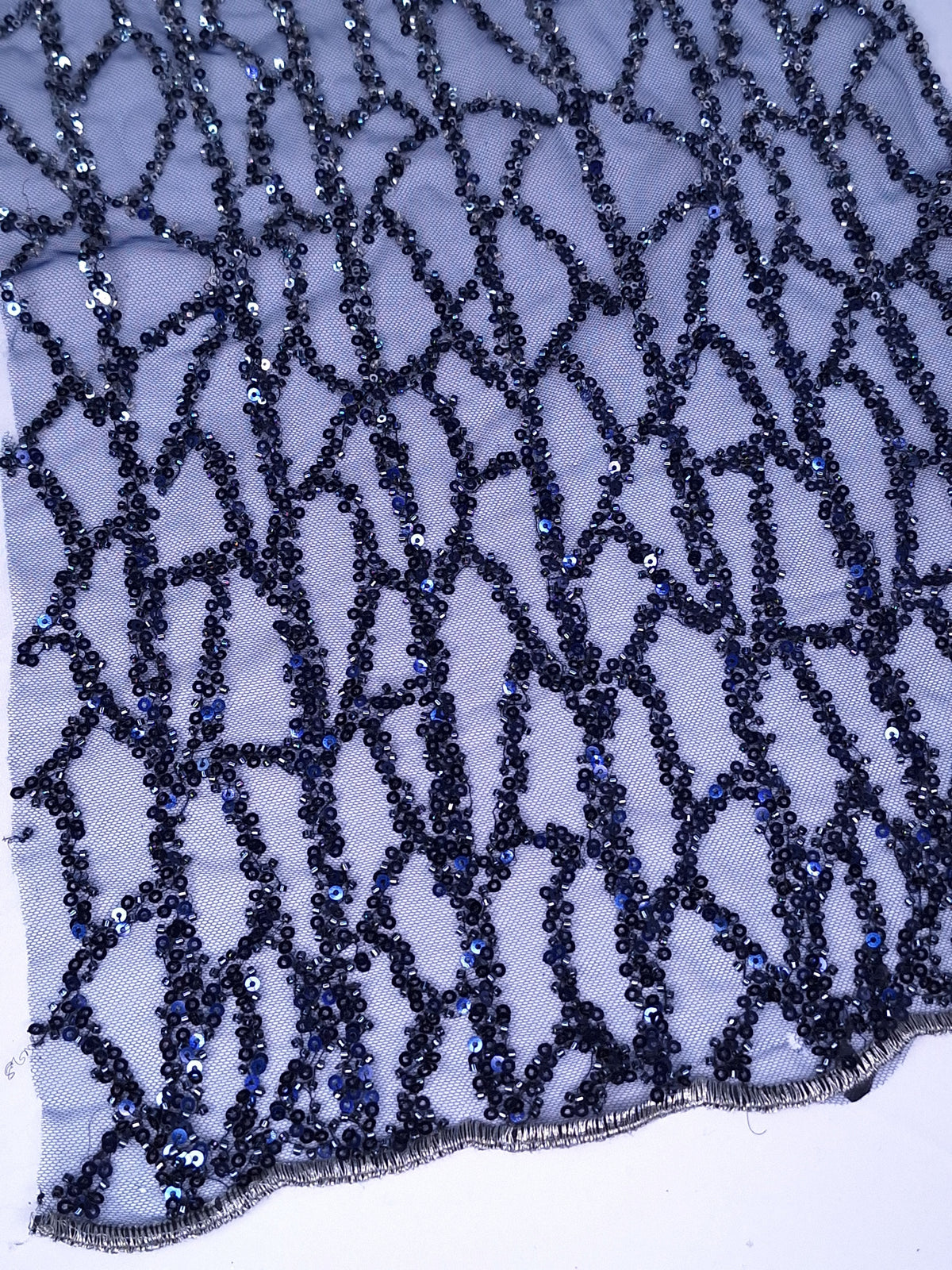 Tul bordado color azul marino A942 — Palacio Glamour