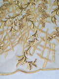 Tul bordado color oro A873 — Palacio Glamour