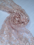 Tul bordado color rosa A862 — Palacio Glamour