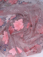 Tul bordado color rosa pastel H097 — Palacio Glamour