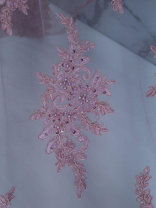 tul bordado color palo de Rosa A948 — Palacio Glamour