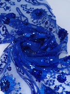 Tul bordado color azul rey H104 — Palacio Glamour
