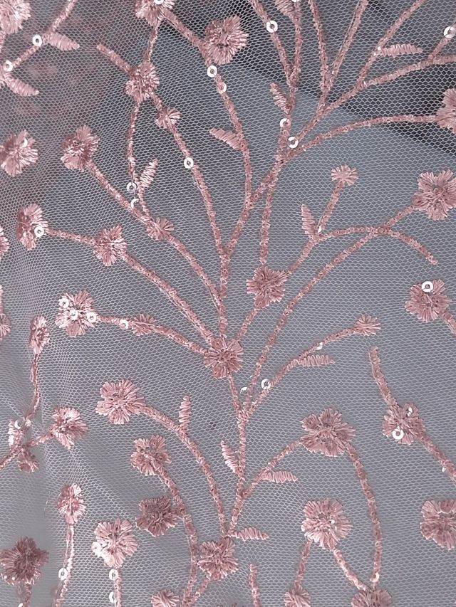 Tul bordado color rosa H080 — Palacio Glamour