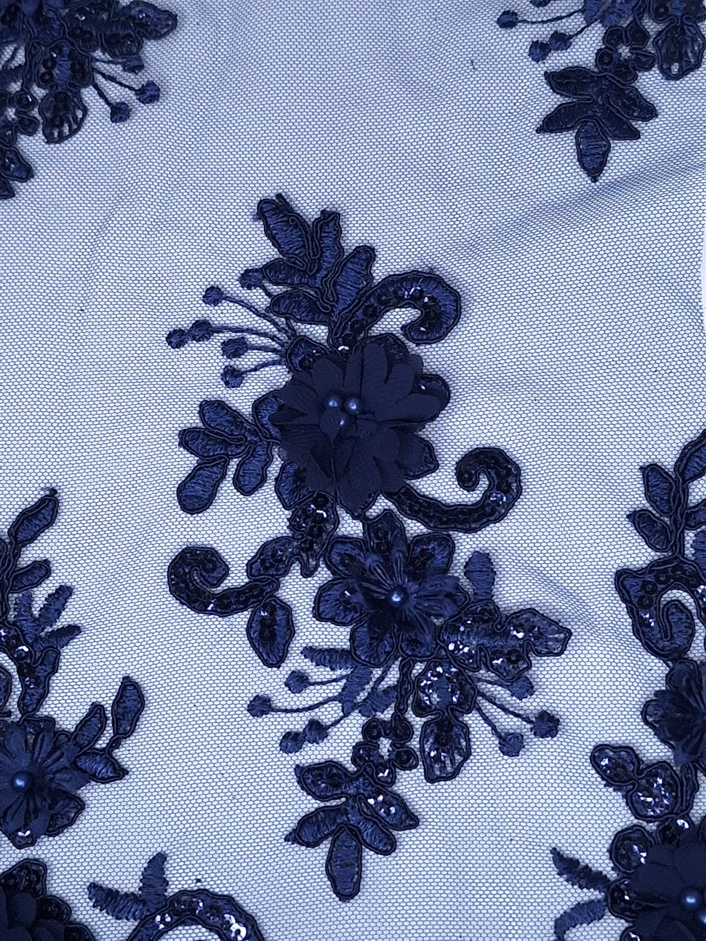 Tul bordado color Azul marino H164 — Palacio Glamour