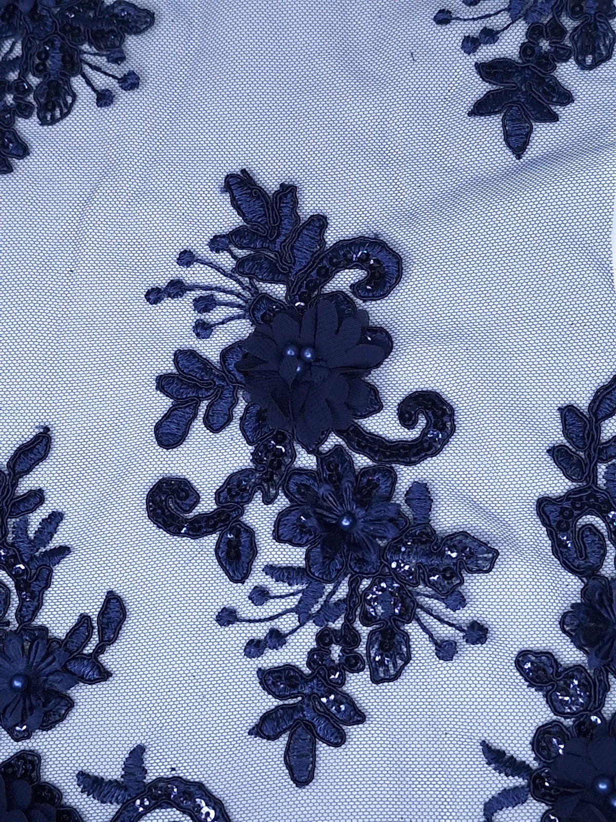 Tul bordado color Azul marino H164 — Palacio Glamour