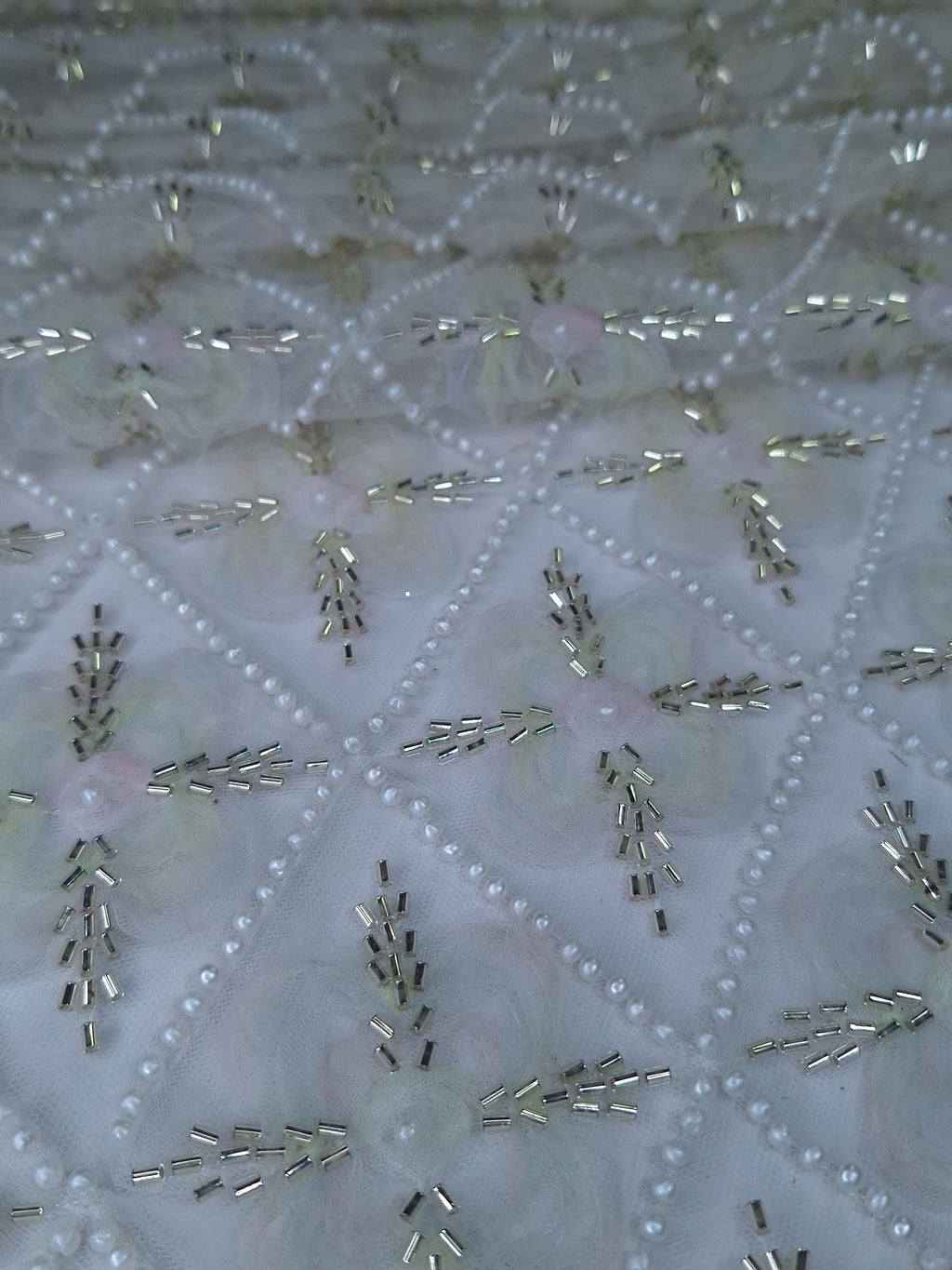 Tul bordado color verde H030 — Palacio Glamour