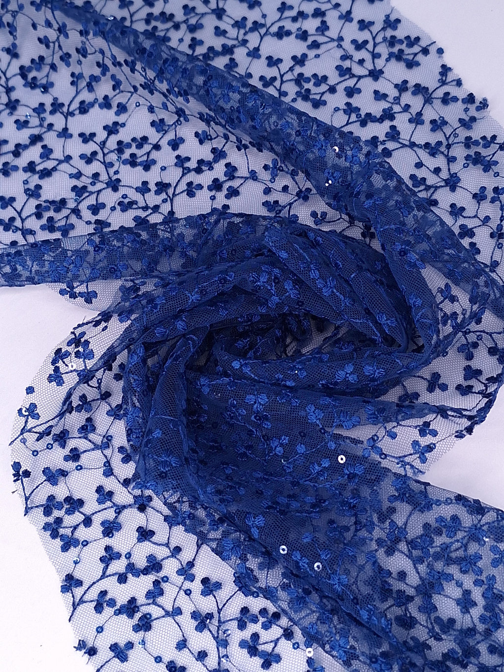 Tul bordado color azul marino H082 — Palacio Glamour