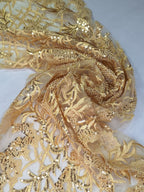 Tul bordado color oro A873 — Palacio Glamour