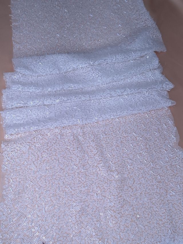Tul bordado color blanco H093 — Palacio Glamour