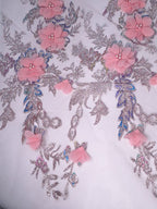 Tul bordado color rosa pastel H097 — Palacio Glamour