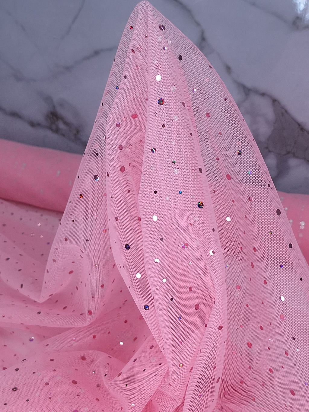 Tul bordado color rosa T2348 — Palacio Glamour