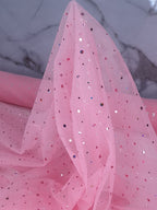 Tul bordado color rosa T2348 — Palacio Glamour
