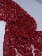 Tul bordado color rojo A864 — Palacio Glamour