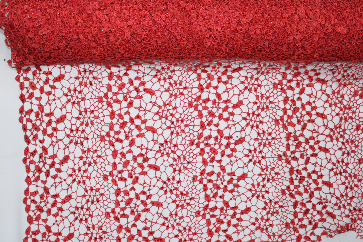 Tul bordado color rojo A241 — Palacio Glamour