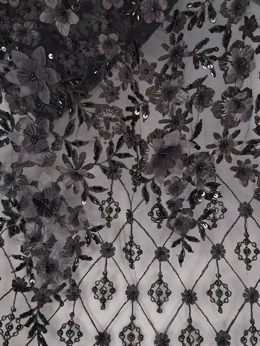 Tul bordado color negro A862 — Palacio Glamour