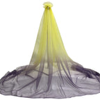 Tul bordado color amarillo morado A625 — Palacio Glamour