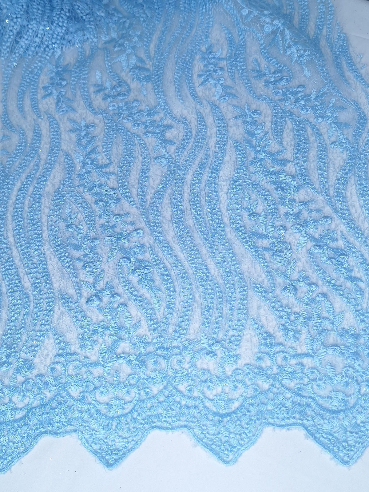 Tul bordado color cielo H084 — Palacio Glamour