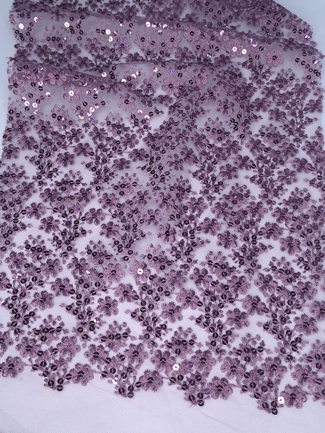 Tul bordado color mauve A971 — Palacio Glamour