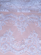 Tul bordado color blanco H203 — Palacio Glamour