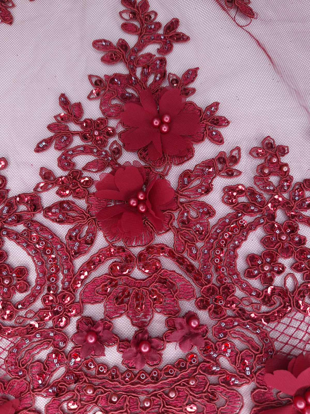 Tul bordado color vino H163 — Palacio Glamour
