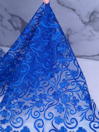 Tul bordado color azul rey A953 — Palacio Glamour