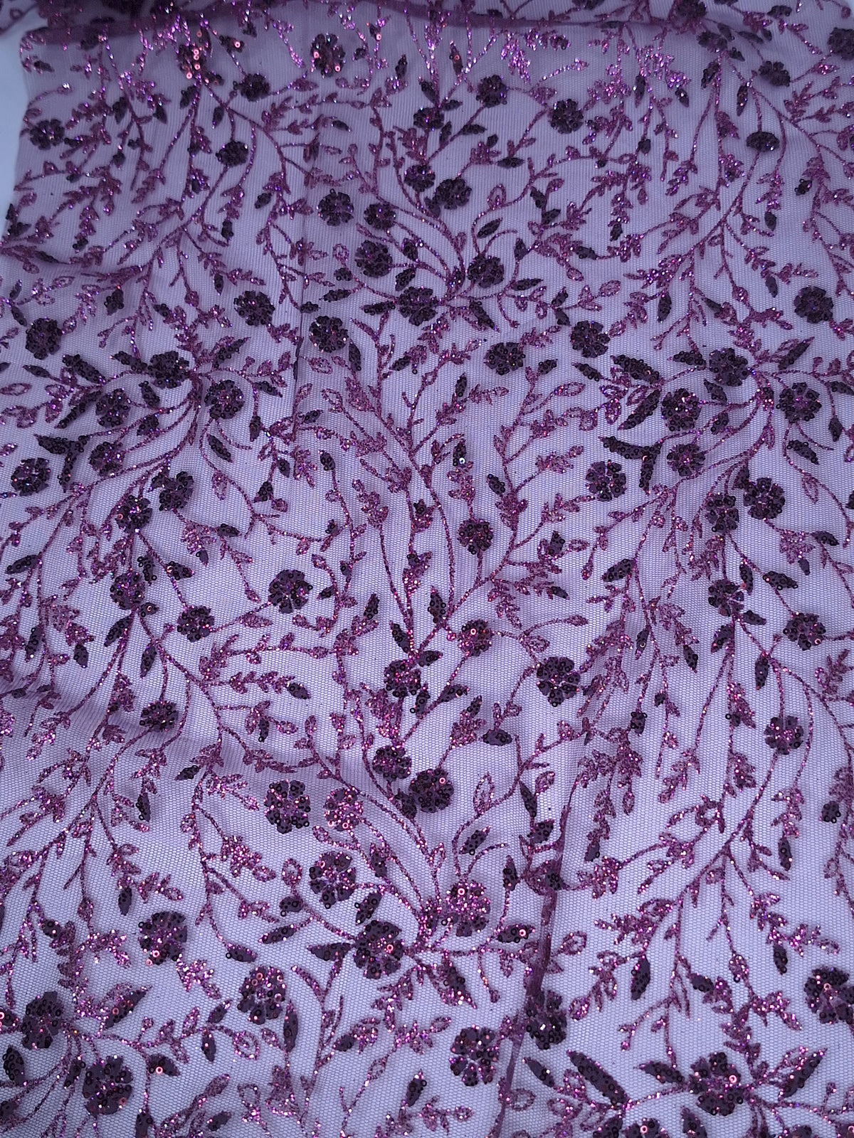 Tul bordado Floral con Glitter Color Lila Morado H036 — Palacio Glamour