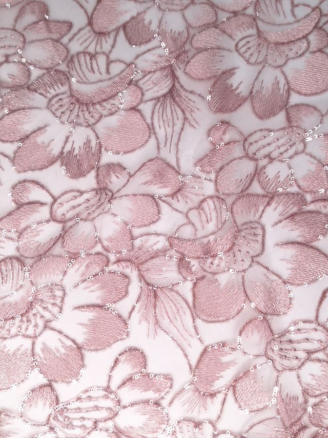 Tul bordado color rosa H087 — Palacio Glamour