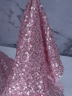 Tul bordado color rosa H093 — Palacio Glamour