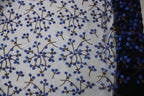 Tul bordado Con Flores 3d Y Ramajes Color Azul Rey A621 — Palacio Glamour