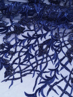 Tul bordado color azul marino A873 — Palacio Glamour