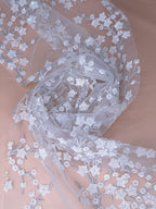 Tul bordado color blanco A986 — Palacio Glamour