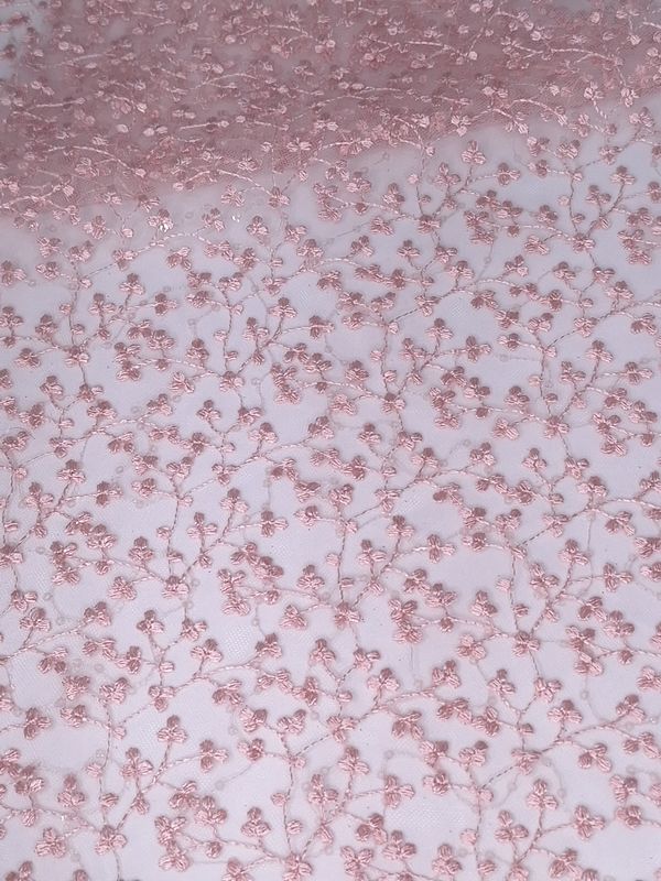 Tul bordado color palo de rosa H082 — Palacio Glamour