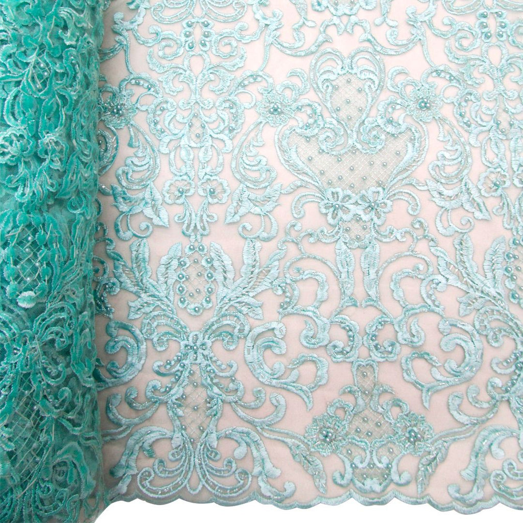 Tul bordado color menta A778 — Palacio Glamour