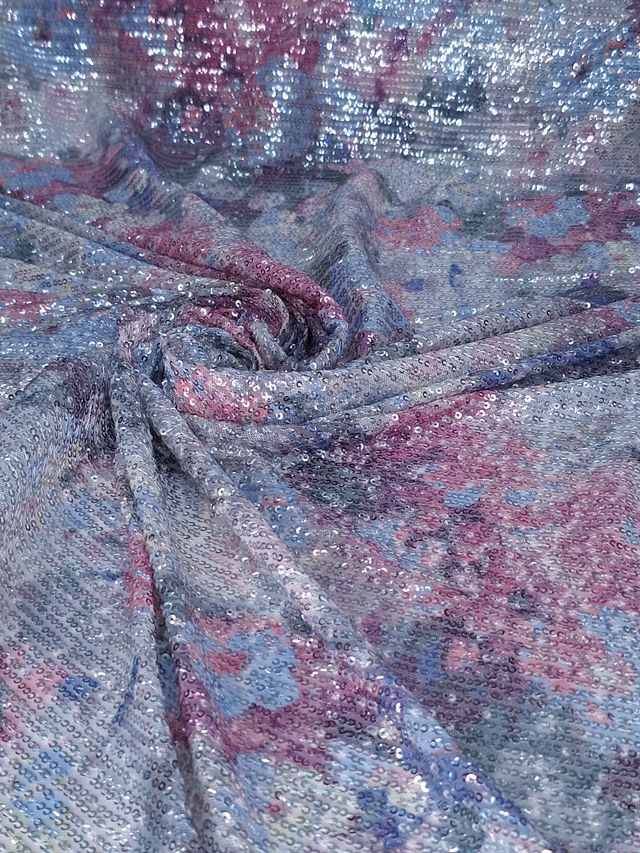 Tul bordado color rosa gris A916 — Palacio Glamour