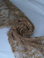 Tul bordado color bronce A795 — Palacio Glamour