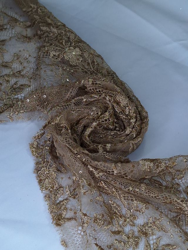 Tul bordado color bronce A795 — Palacio Glamour