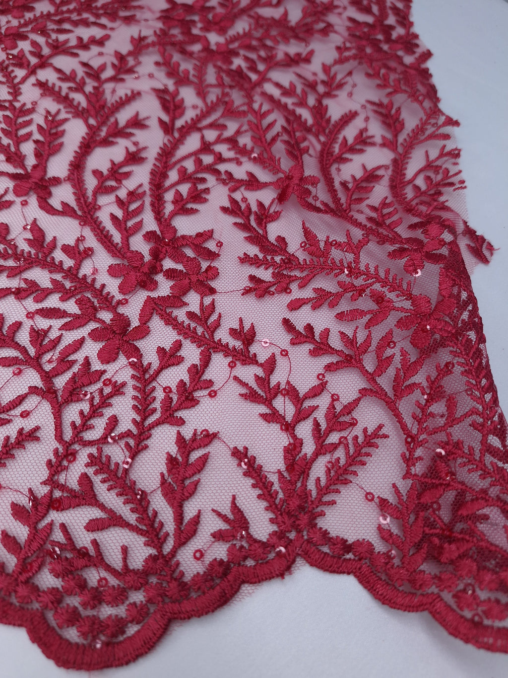 Tul bordado color vino H083 — Palacio Glamour