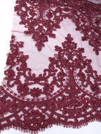 Tul bordado color vino H130 — Palacio Glamour