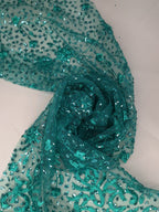 Tul bordado color esmeralda H099 — Palacio Glamour