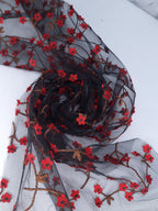 Tul bordado Con Flores 3d Y Ramajes Color Rojo A621 — Palacio Glamour