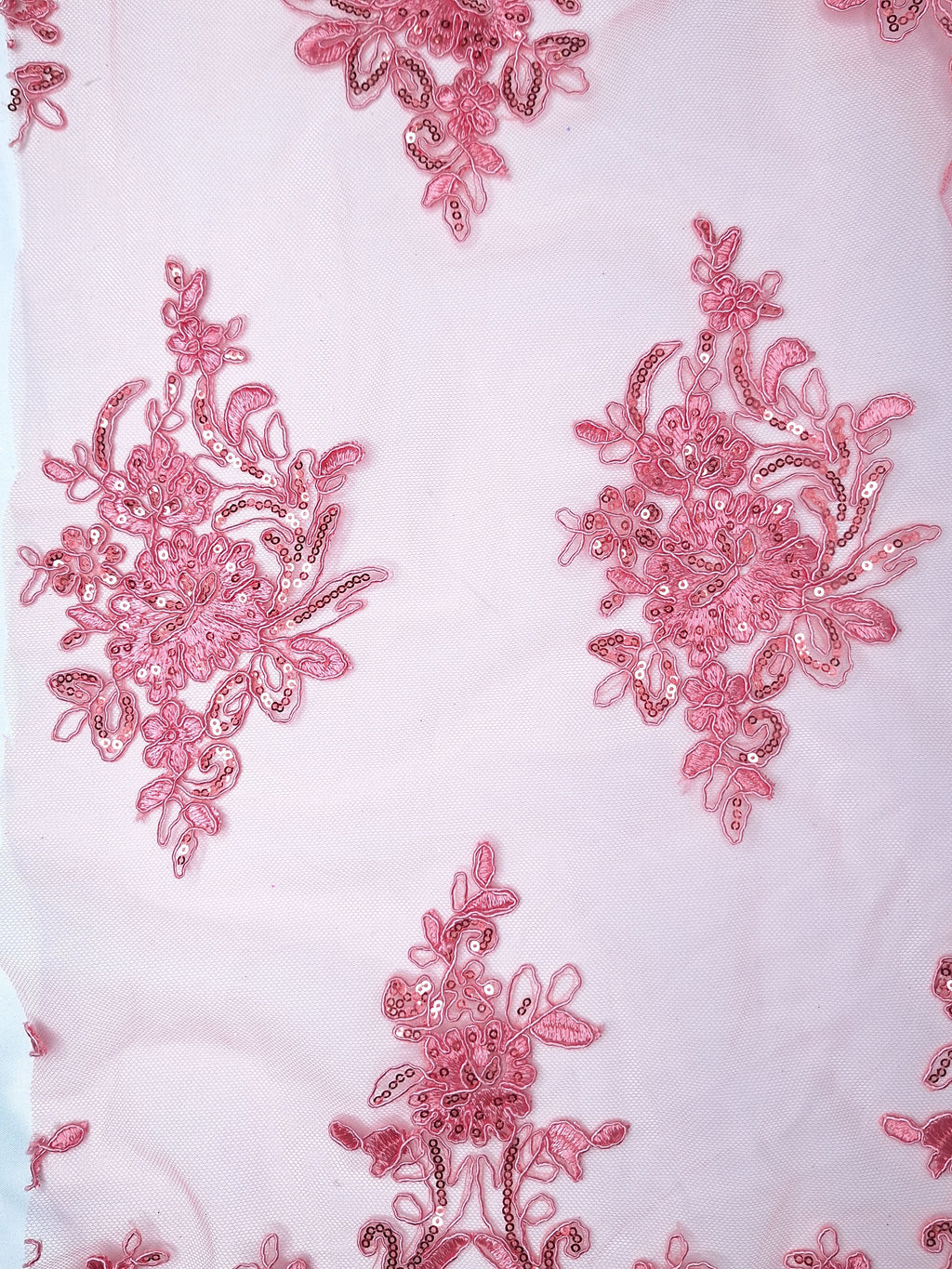 Tul bordado colo rosa coral A977 — Palacio Glamour