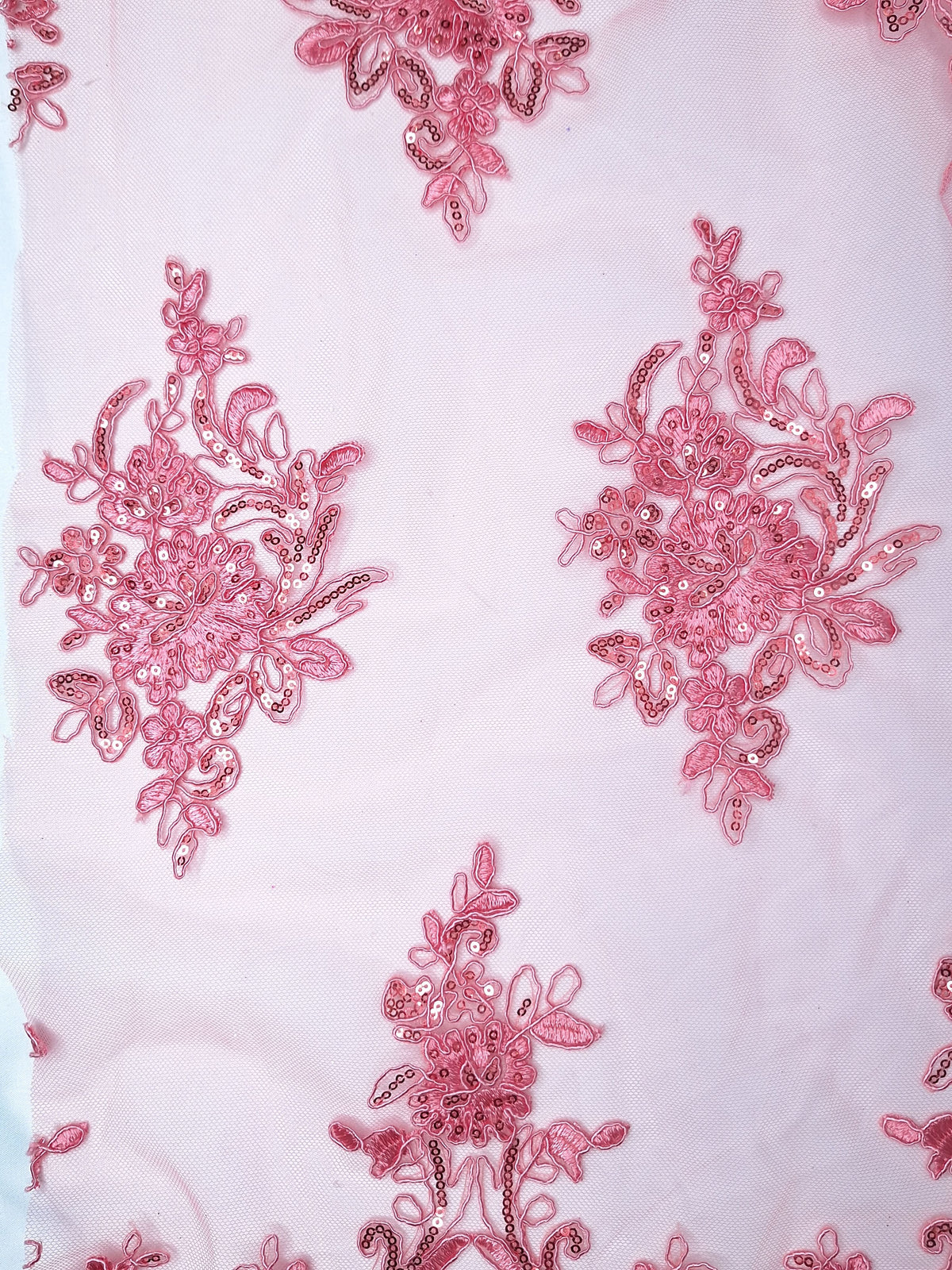Tul bordado colo rosa coral A977 — Palacio Glamour