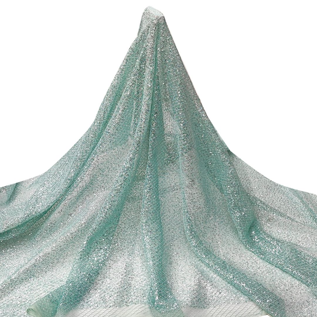 Tul bordado color menta A830 — Palacio Glamour